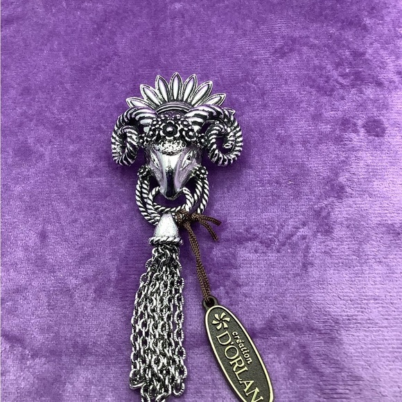 Vintage D’Orlan Silver Ram Brooch with Tassels - Picture 6 of 6
